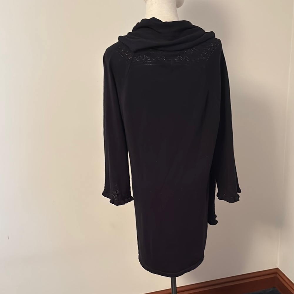 Style & Co Black Crew Neck Sweater Lightweight Knit w/removable scarf - Picture 4 of 8